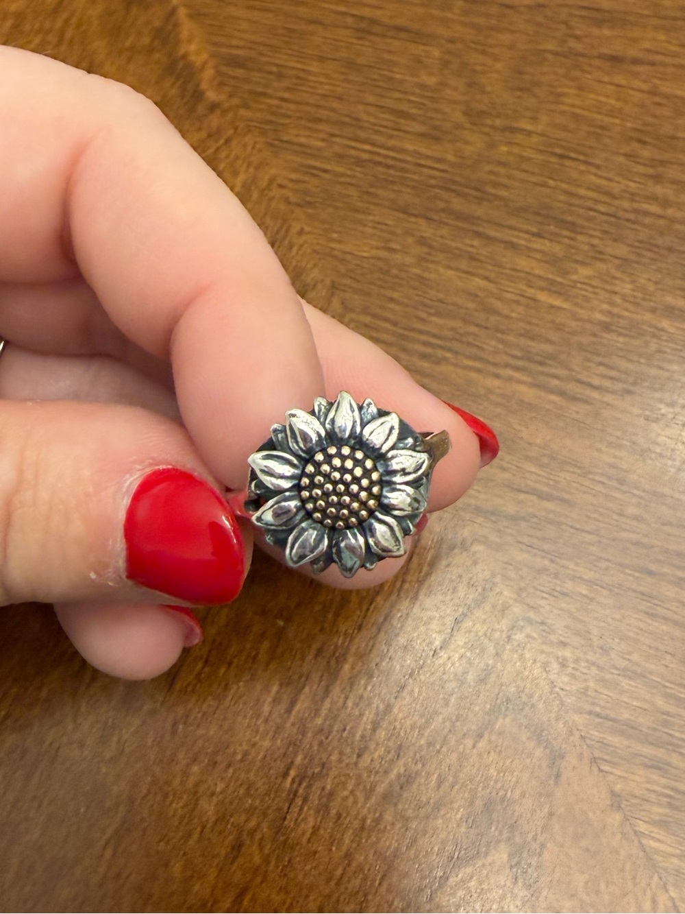 James Avery Silver Sunflower Statement Ring 10.5